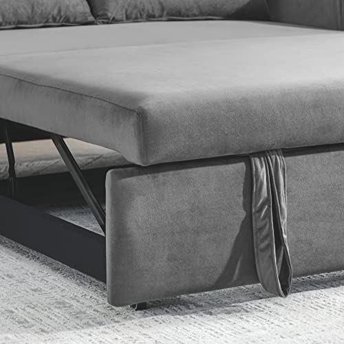 Black Velvet Convertible Sofa Bed with Pull Out Bed G119