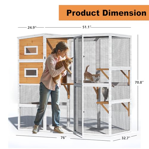 Large Cat Enclosure with Waterproof Cover and Sunshine Panel Roof, 72 inch C927150