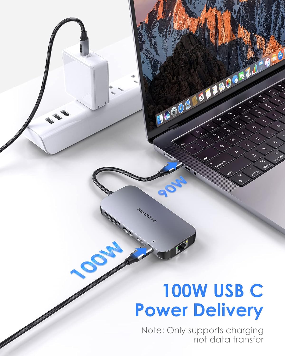 USB C Hub with Ethernet, 4K HDMI, Card Reader, USB 3.0, 100W PD Multiport Adapter S3694