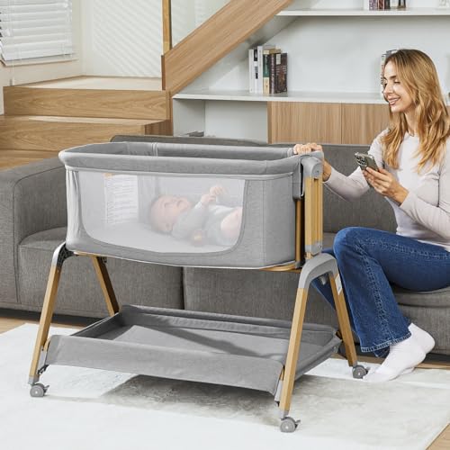 Navy Blue 3 in 1 Baby Bassinet with Mattress and Wheels E60972