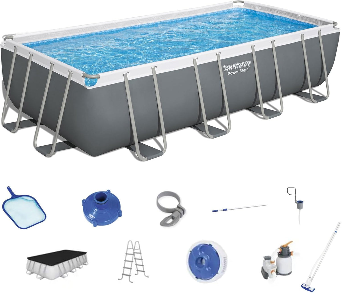 18' x 9' x 48" Rectangular Above Ground Swimming Pool Set with Sand Filter Pump O67755