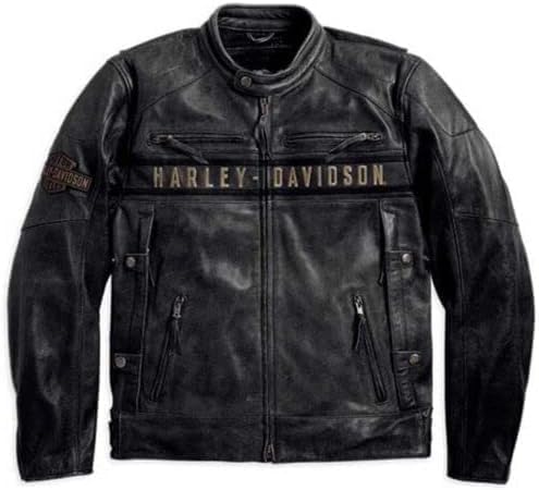 Black Leather Motorcycle Jacket H14747