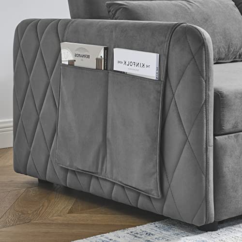 Black Velvet Convertible Sofa Bed with Pull Out Bed G119