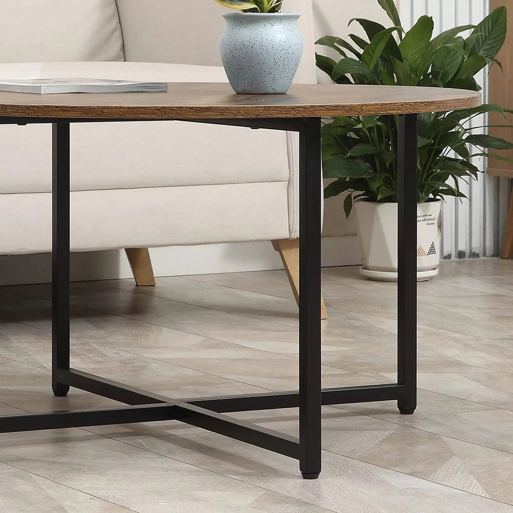 Set of 2 Round Coffee Table with Metal Frame M316