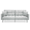 Gray Linen Convertible Futon with 2 Pillows Y751628