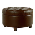 Brown Tufted Round Storage Ottoman D73040