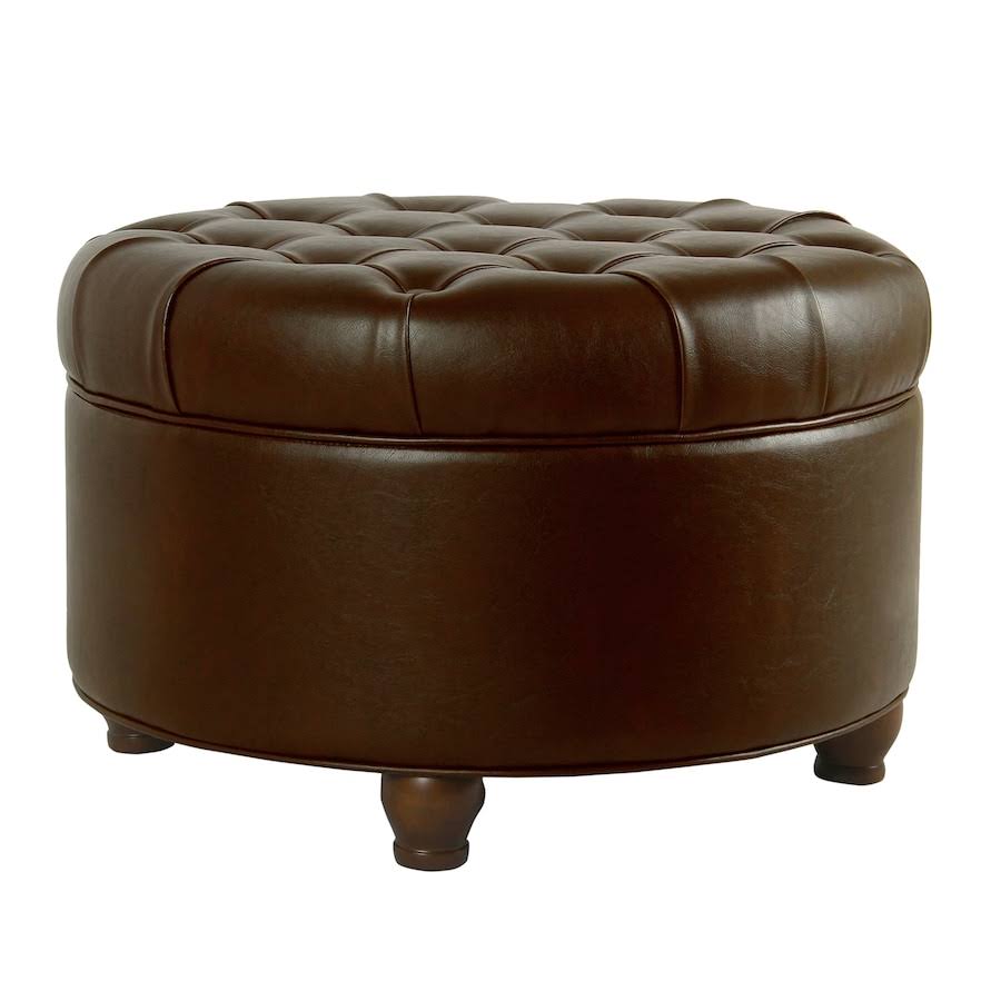 Brown Tufted Round Storage Ottoman D73040