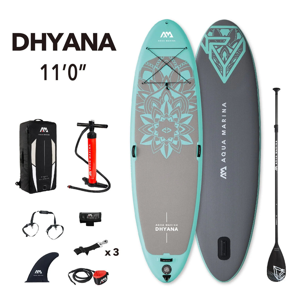 11'0 Inflatable Paddle Board with Carry Bag, Paddle, Fin, Pump & Safety Harness H7814