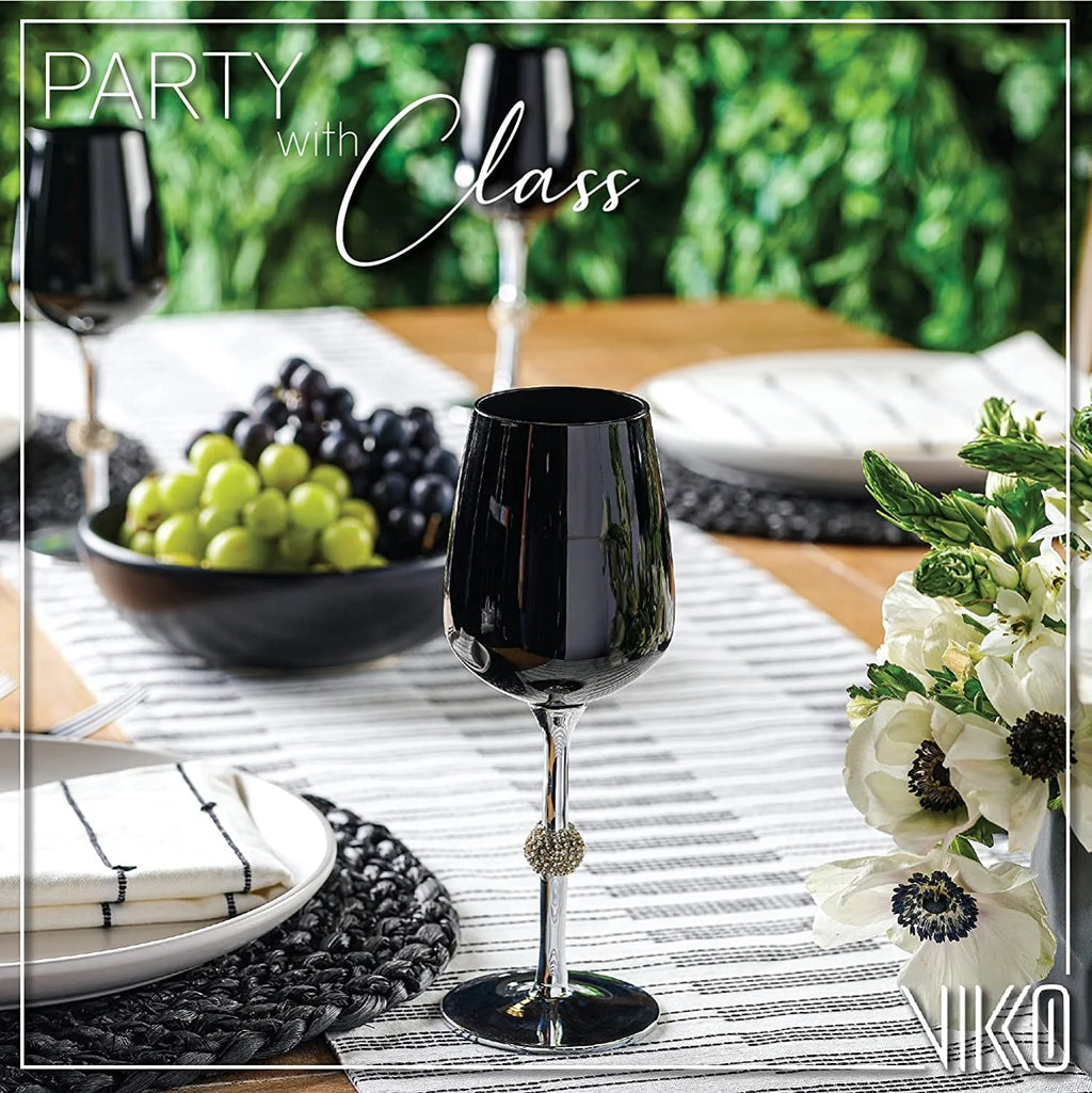 Black Silver Wine Glasses Set Of Twelve F45210