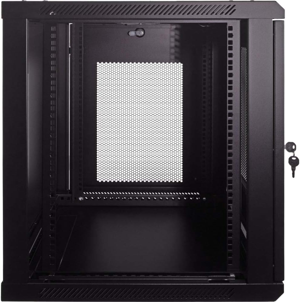 12U Wallmount Cabinet Enclosure 19-Inch Server Network Rack with Locking Perforated Door Black V281089