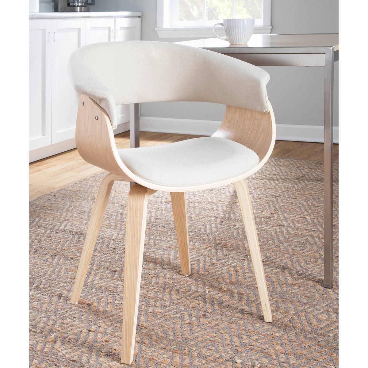 Cream Fabric Zebra Wood Dining Accent Chair Z431626