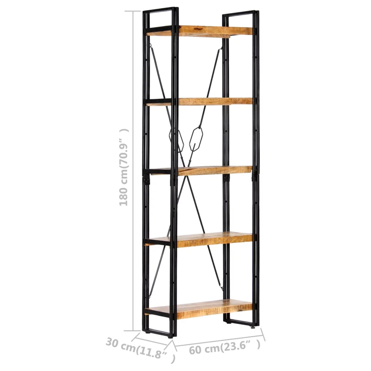 5-Tier Solid Mango Wood Bookcase Q4469