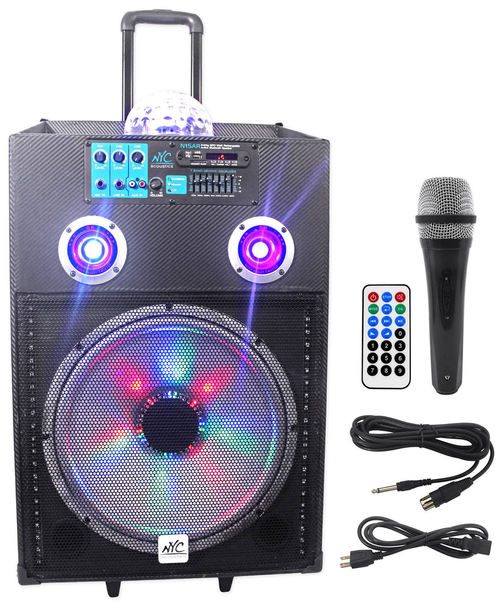15x22 600W Rechargeable Powered Bluetooth Party Speaker with Mic E224