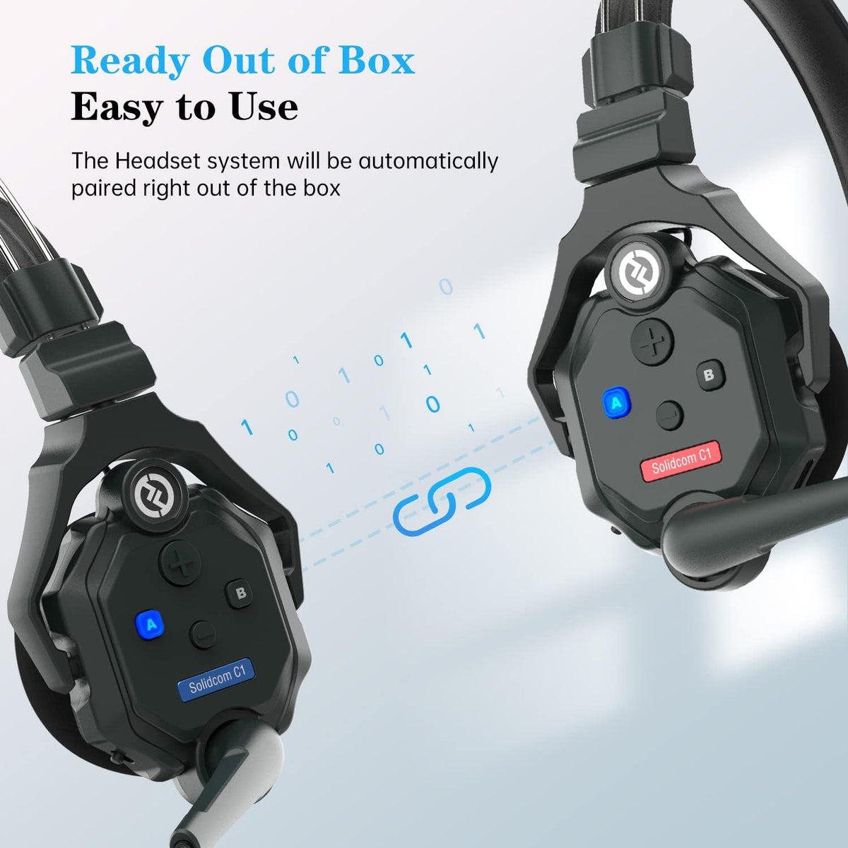 Wireless Headset Intercom System 4-Person Full Duplex Single Ear Headset Z70005