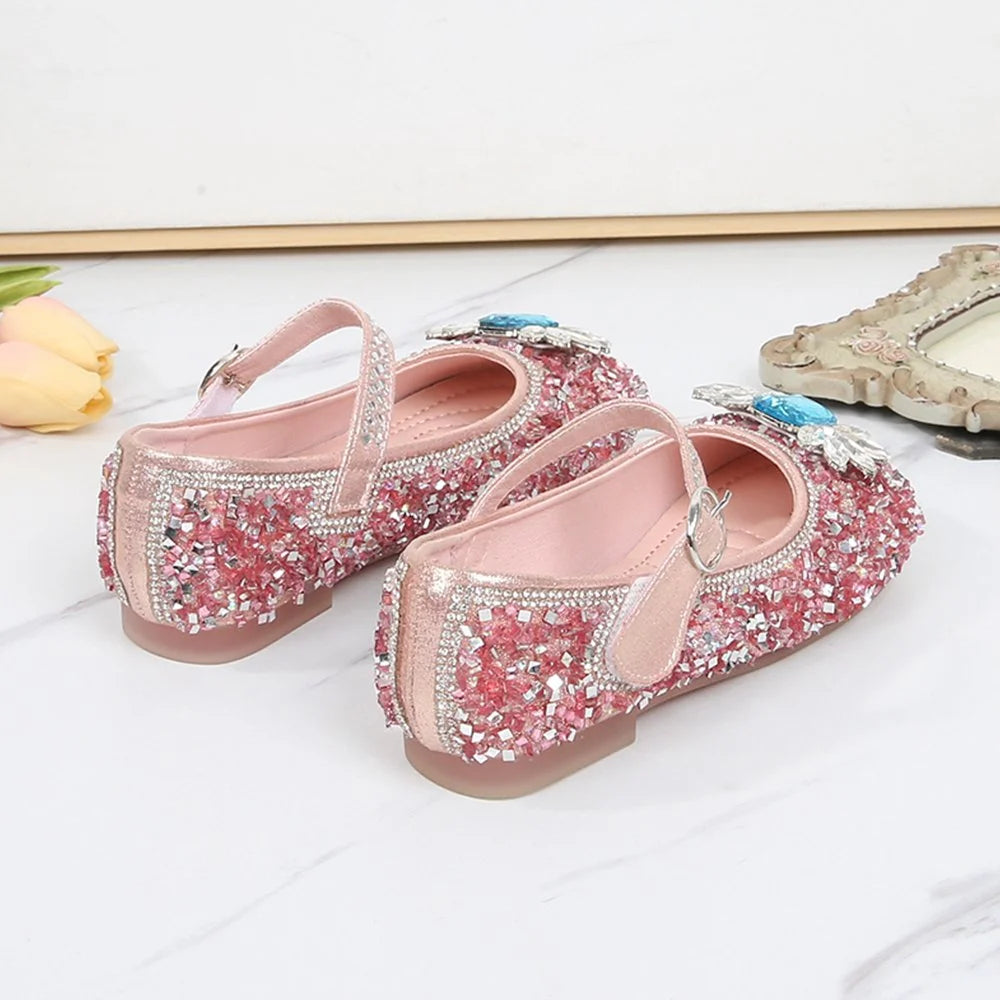 Snowflake Glitter Pink Princess Shoes for Kid I266