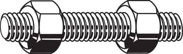 1-1/8 inch-8 x 8-1/2 inch Plain Carbon Steel Fully Threaded Studs, 15 Pk. Q5205