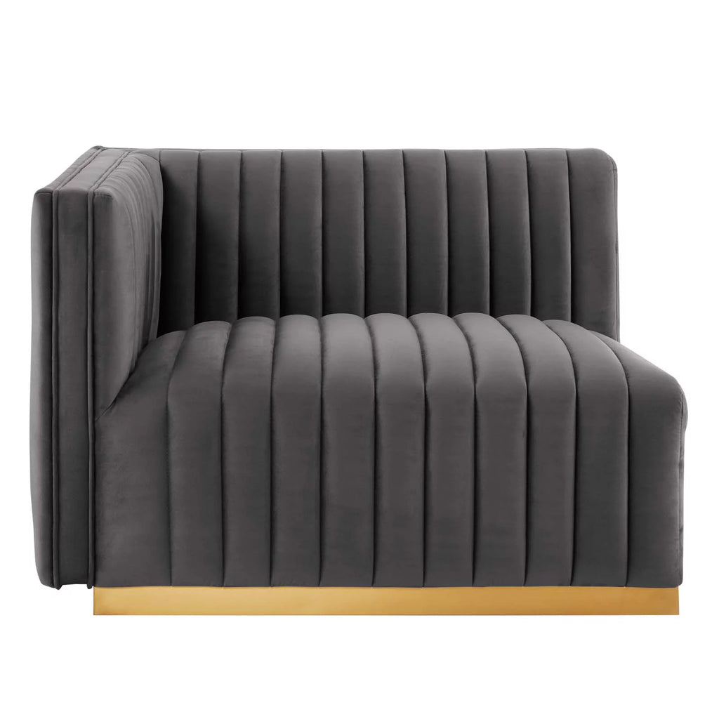 Gold Gray Velvet 4-Piece Sectional G294