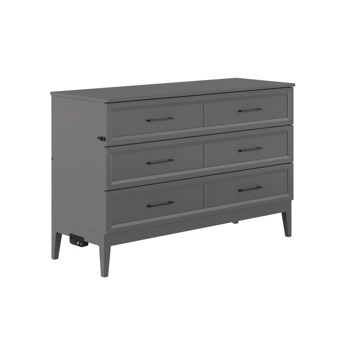 Queen Murphy Bed Chest with Mattress in Gray T751