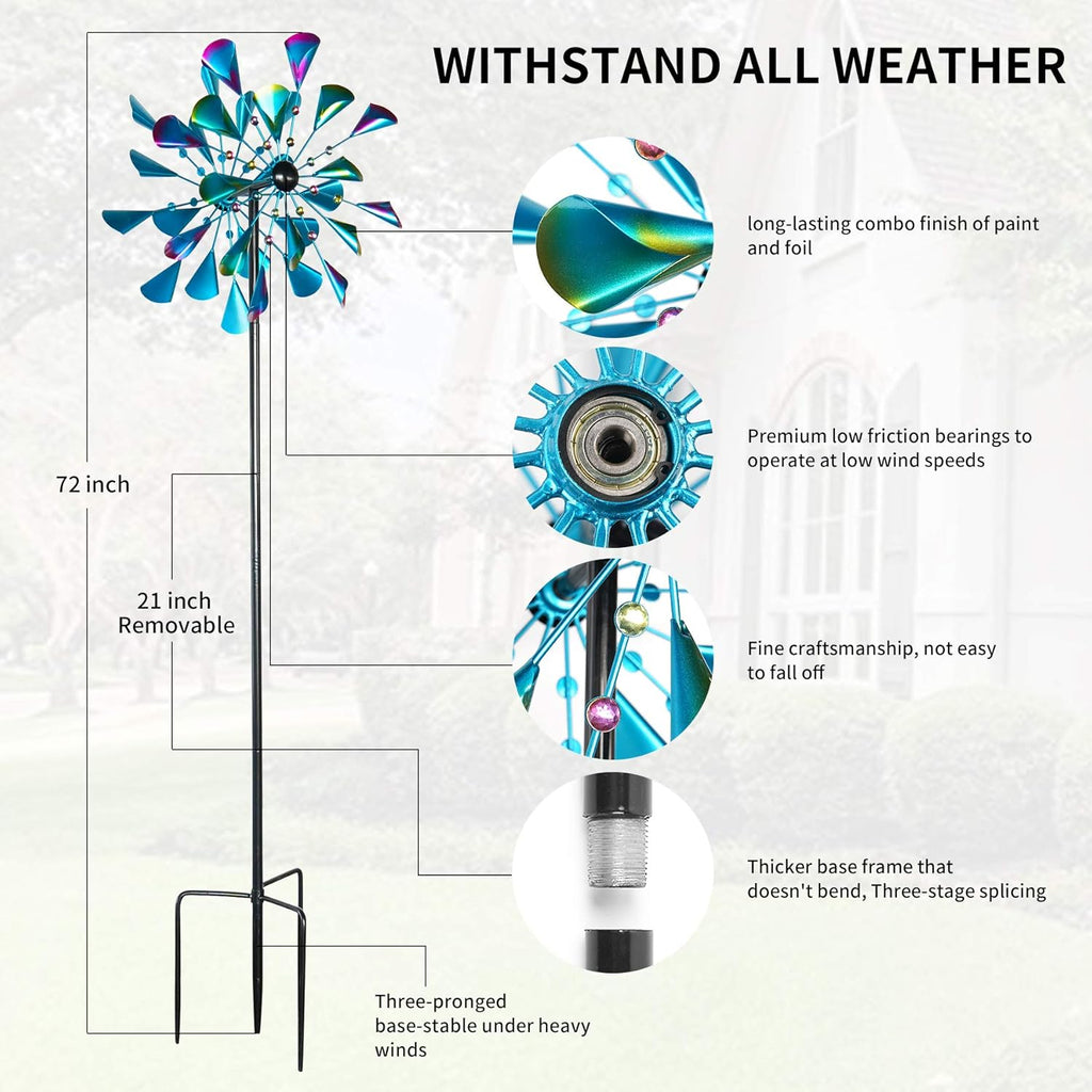Kinetic Wind Spinners Outdoor Metal, 72 Inches Wind Catchers with Metal Stake L153062