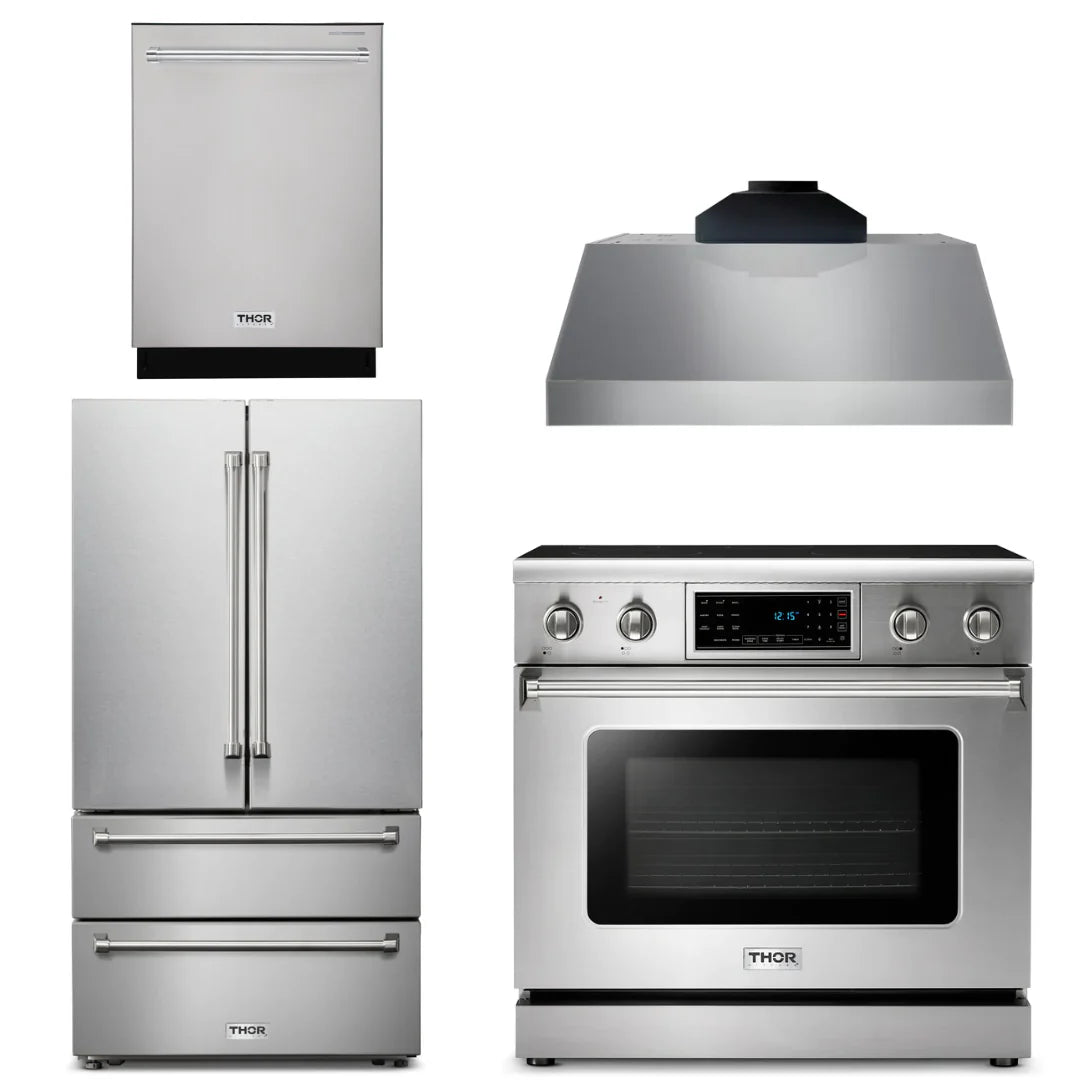 36 Electric Range, Range Hood, Microwave, Refrigerator, Dishwasher N820