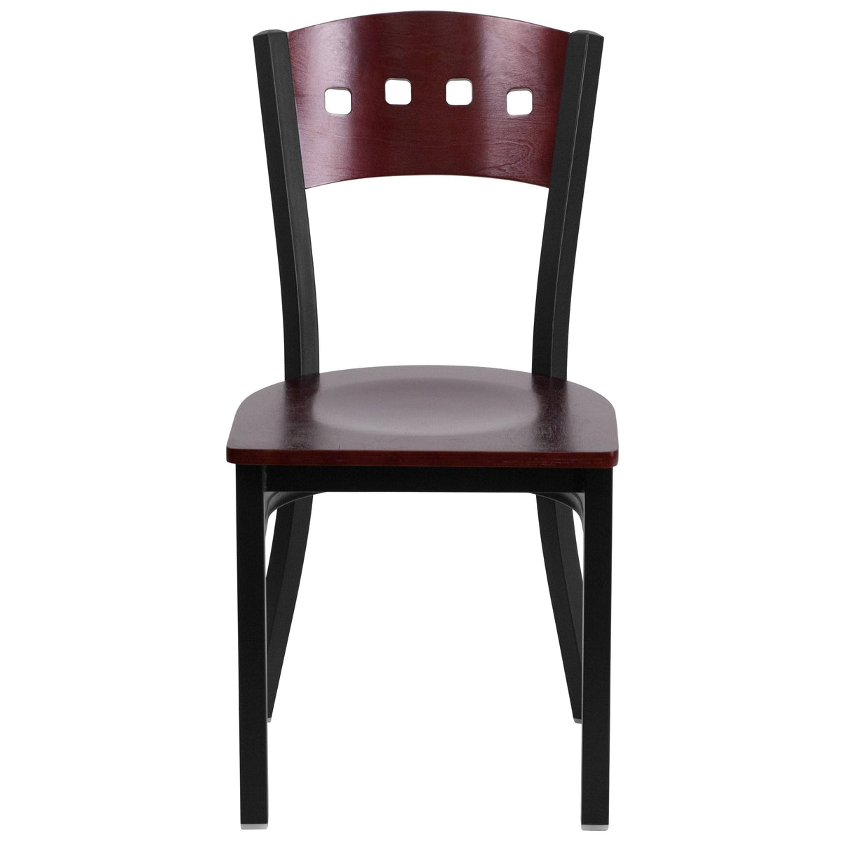 2 Pk Decorative Metal Restaurant Chair Mahogany Wood Back Black N7857