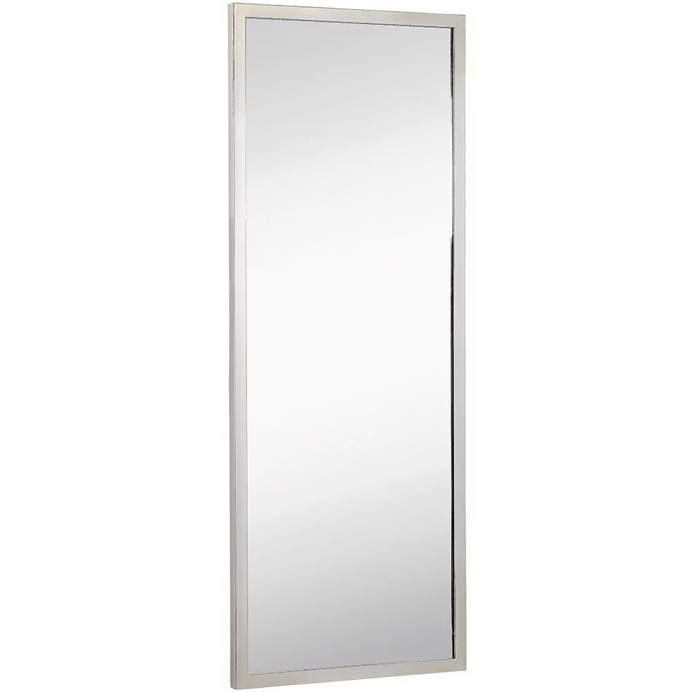 Polished Stainless Metal Silver Rectangle Full Length Wall Mirror (18" x 48") Z2778