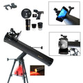 800mm x 80mm Astronomical Reflector Telescope with Smartphone Photo Adapter - Black W6941