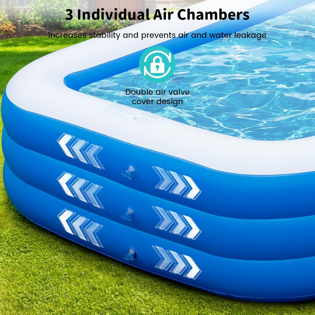 Extra Large Inflatable Pool 130"x 72" x 22" Oversized Blow Up Pool with Pump X72234