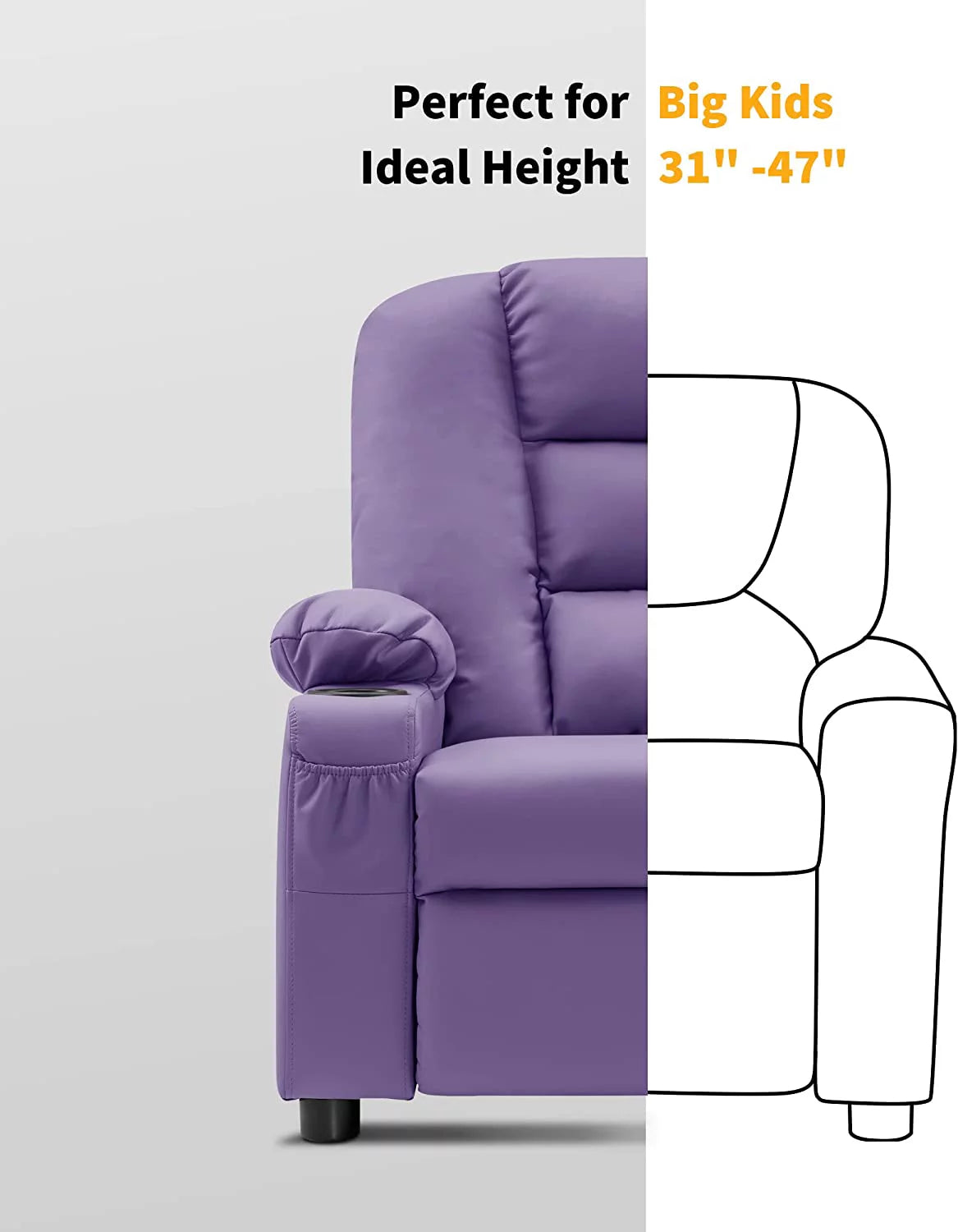 Faux Leather Recliner Chair with Cup Holders K7666