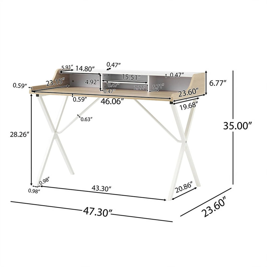 Oak and White Computer Desk Z2894