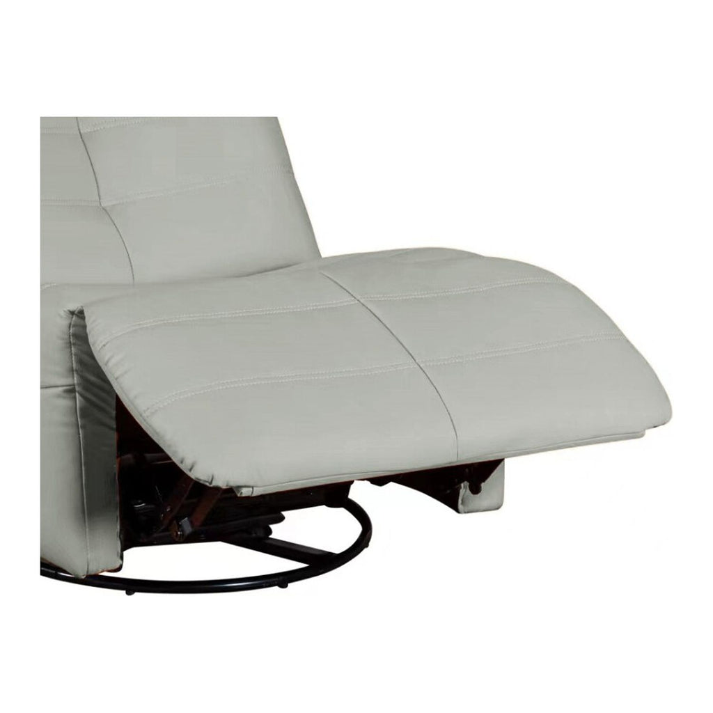 Green Gray Faux Leather Swivel Glider Recliner O60928