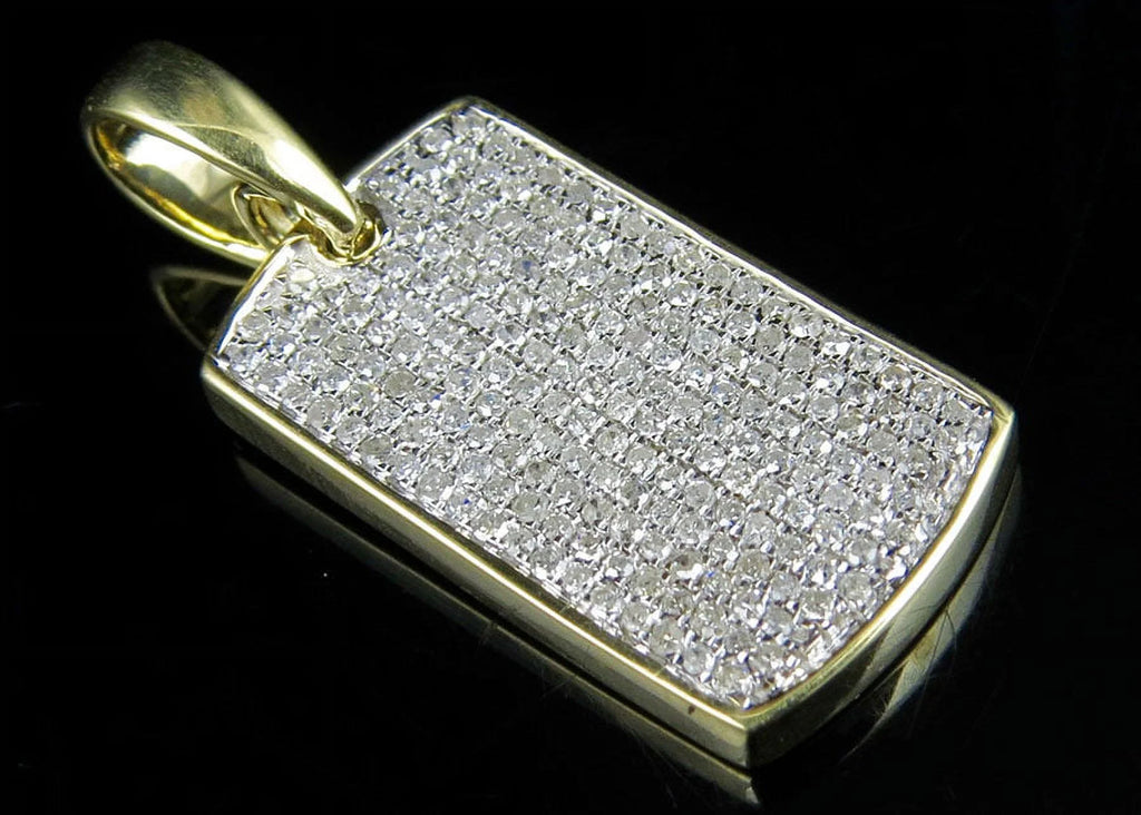 10K Yellow Gold Dogtag Diamond Pendant with 10K Franco Chain T2586