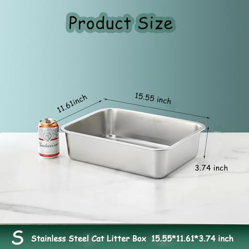 Extra Large Stainless Steel Cat Litter Box with Smooth Corners S7902