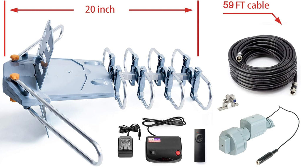 Outdoor Digital Amplified HDTV Antenna, 150 Mile 360 Degree Rotation I17844