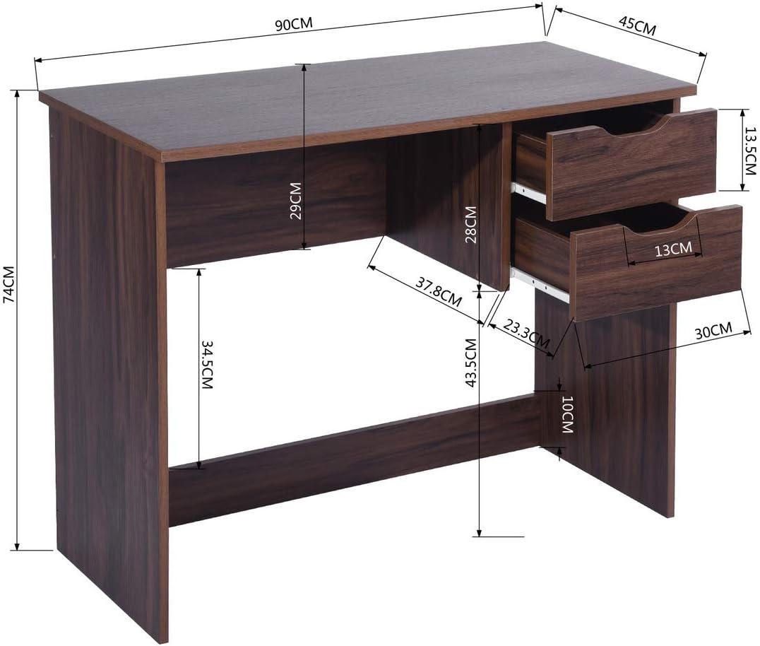 Computer Desk with Drawer 35.4 in Wood Workstation K539605