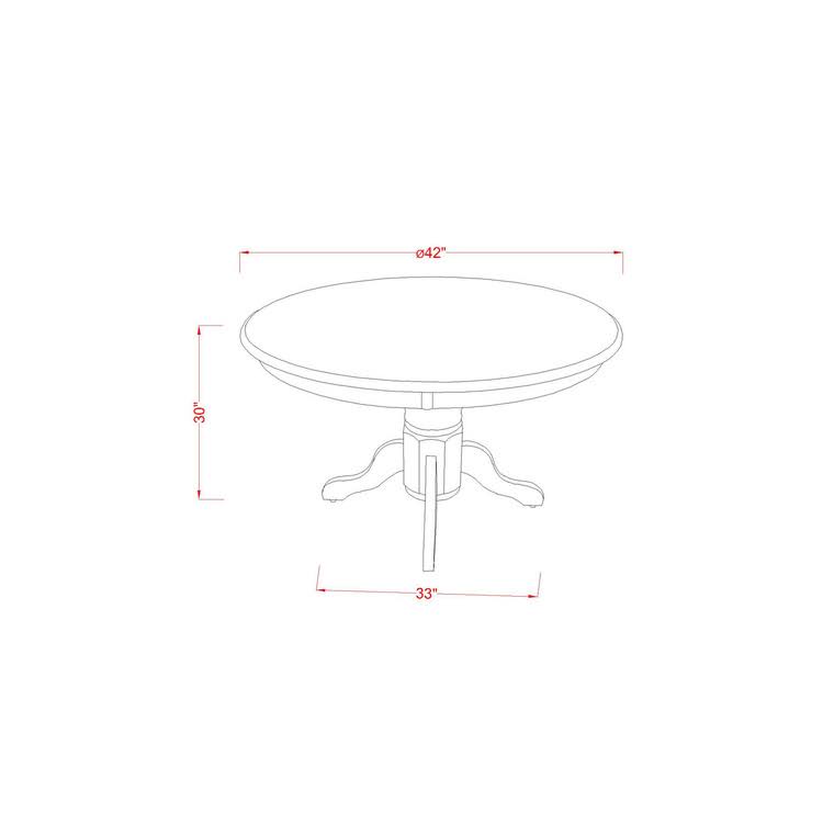 5 Piece Round Dinette Table and 4 Chairs with Faux Leather Seat in Linen White Finish O86286