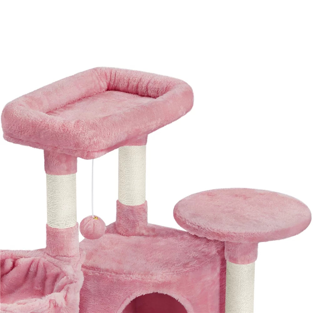 Pink Multilevel Cat Tree Tower with Condo and Perches H36754