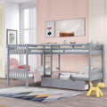Twin Over Twin Wood Bunk Beds with Storage Staircase and Guardrails Q63551