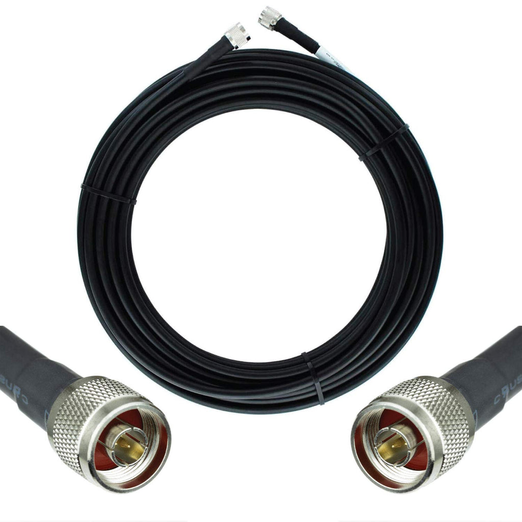 50-ohm N-Male to N-Male Black Coax Cable 60ft Q644