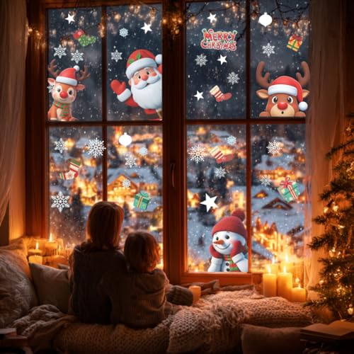 226 PCS White Snowflake Window Clings, 9 Sheets Double-Sided Reusable Decals M4622