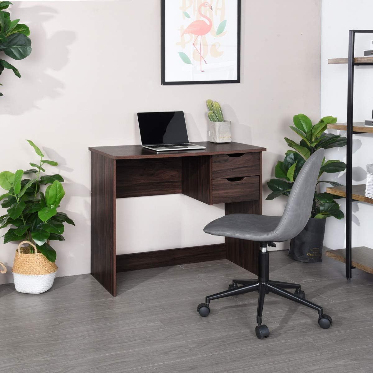 Computer Desk with Drawer 35.4 in Wood Workstation K539605