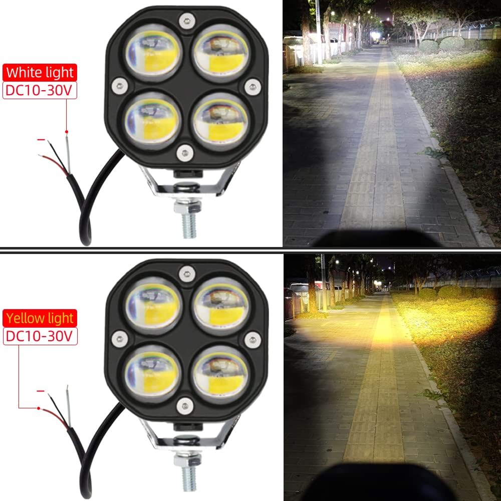 Amber/Yellow White Dual Color 2Pcs 40W 3Inch LED Pod Lights M4723
