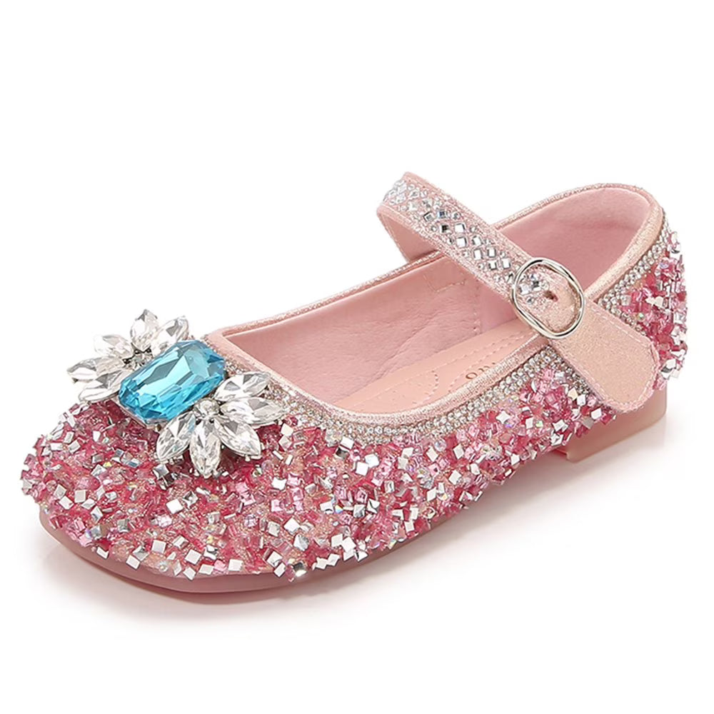 Snowflake Glitter Pink Princess Shoes for Kid I266
