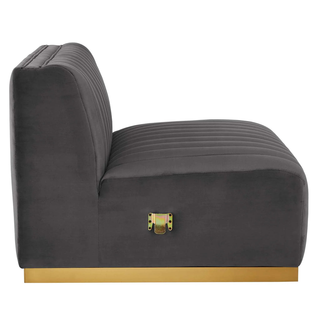 Gold Gray Velvet 4-Piece Sectional G294