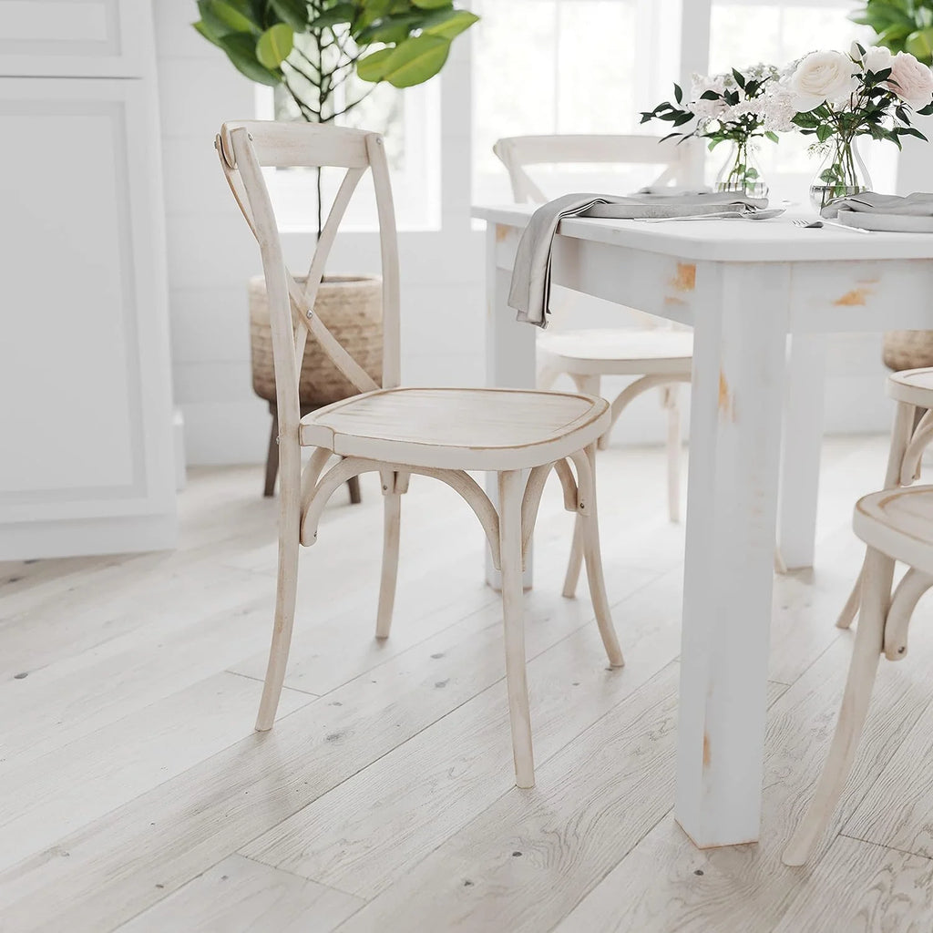 46" X 30" Rectangular Antique Rustic White Solid Pine Dining Table V11085
