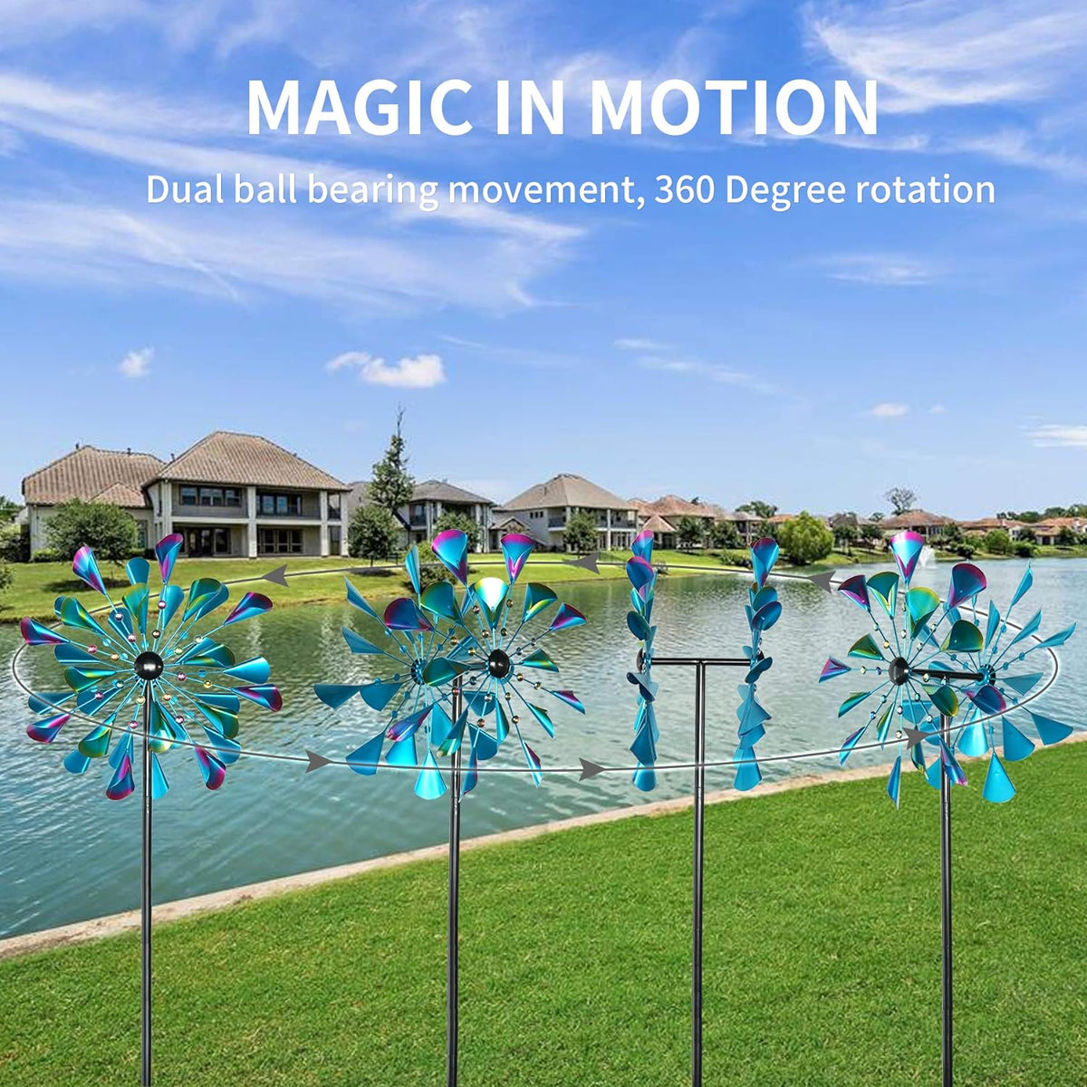 Kinetic Wind Spinners Outdoor Metal, 72 Inches Wind Catchers with Metal Stake L153062