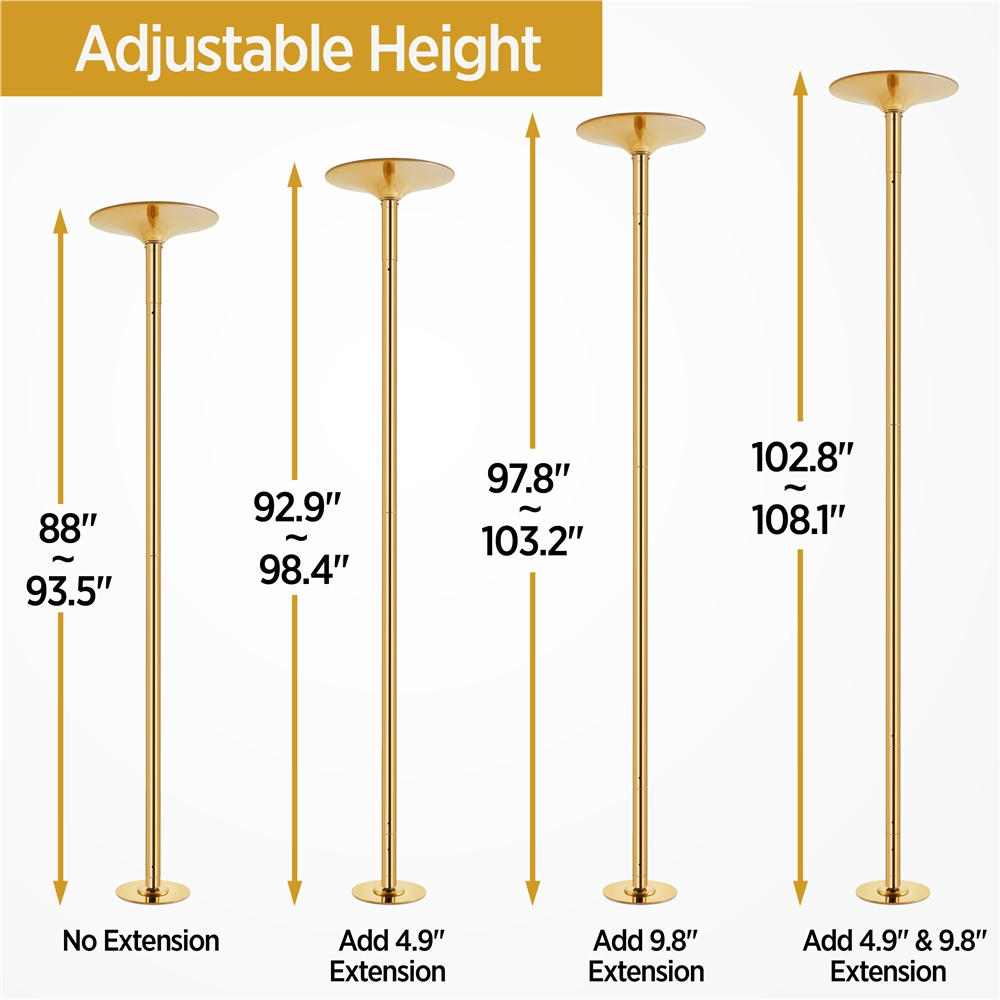 Gold Spinning Dance Pole with Adjustable Height B56382