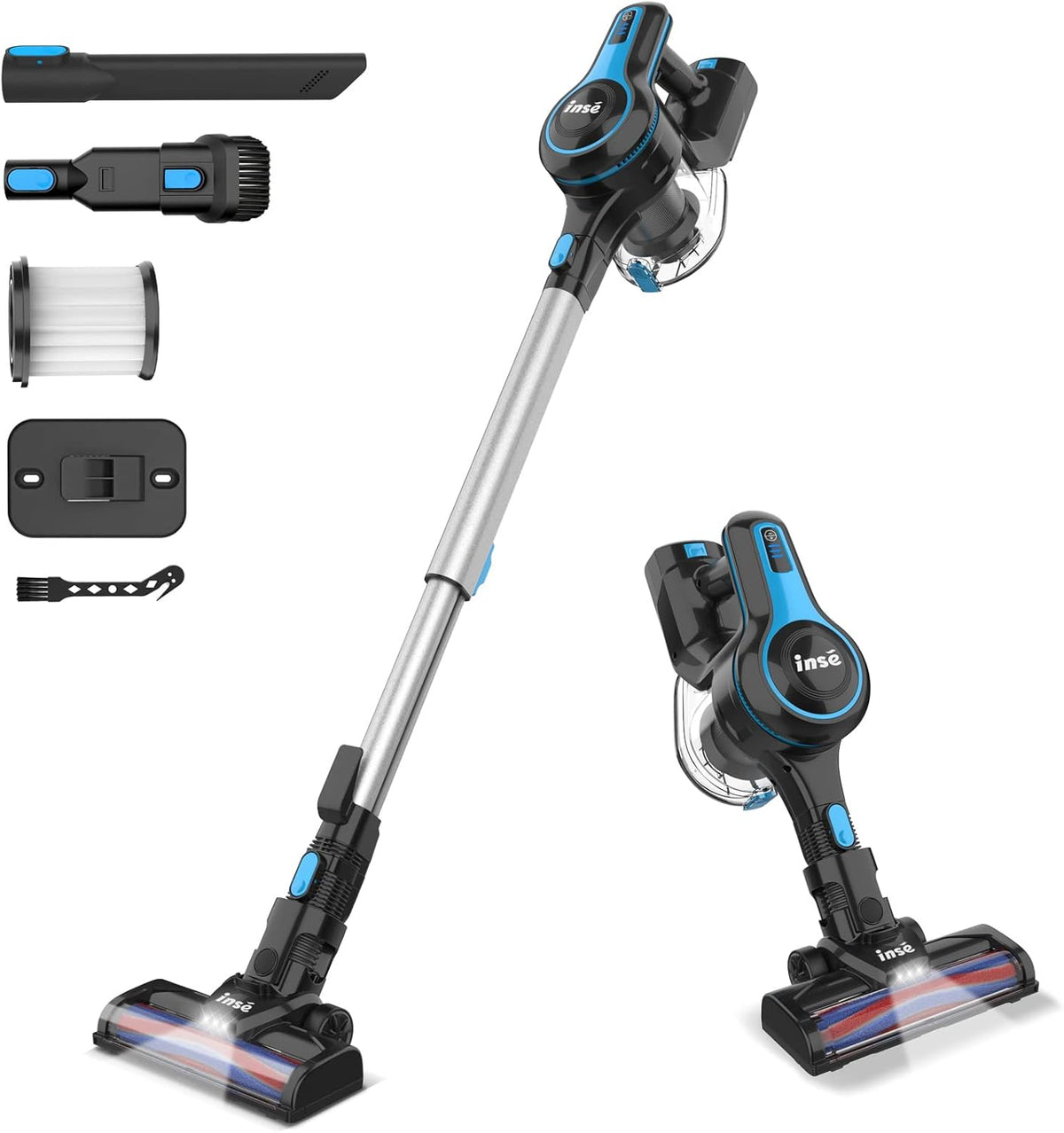 6-in-1 Rechargeable Stick Vacuum with 2200 mAh Battery, Blue N342