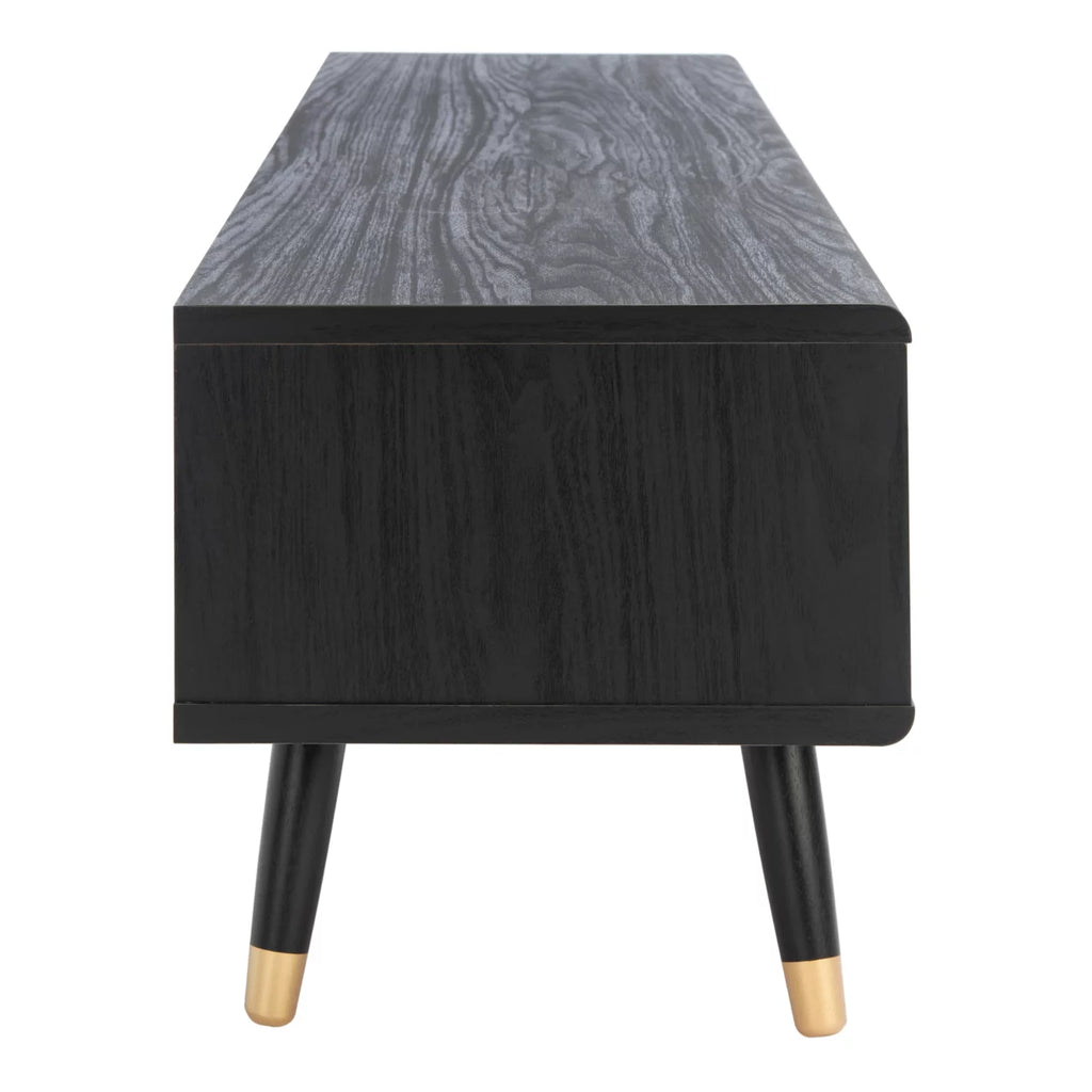 Black Oak 2 Drawer 1 Shelf Media Stand Q1279