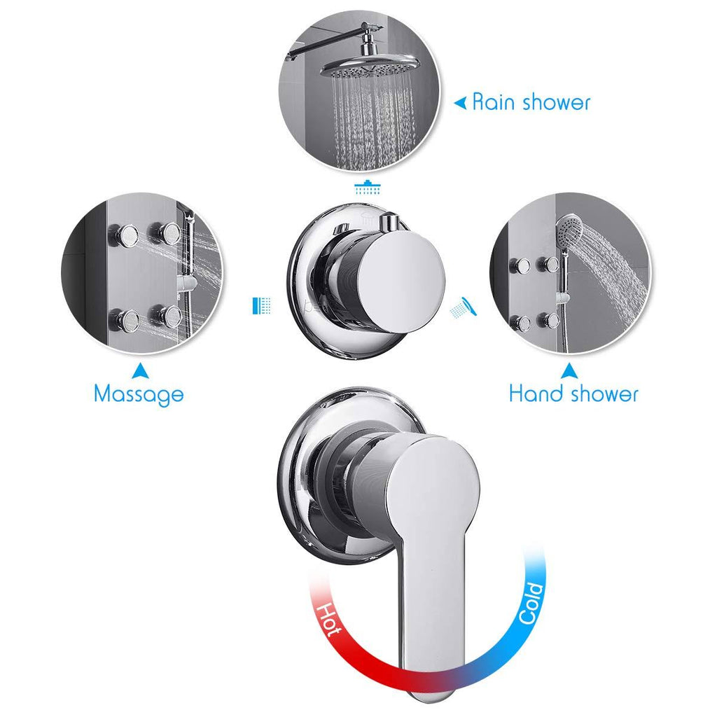 Stainless Steel Shower Panel Tower System with Rainfall Shower Head and Handheld Shower E40645